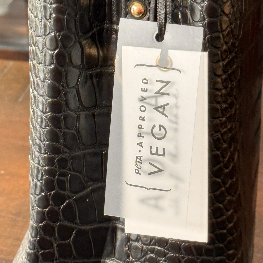 New Aota Elena Crossbody Bucket Bag‎ Black Mock Croc Vegan Leather Rachel Zoe - Picture 7 of 16